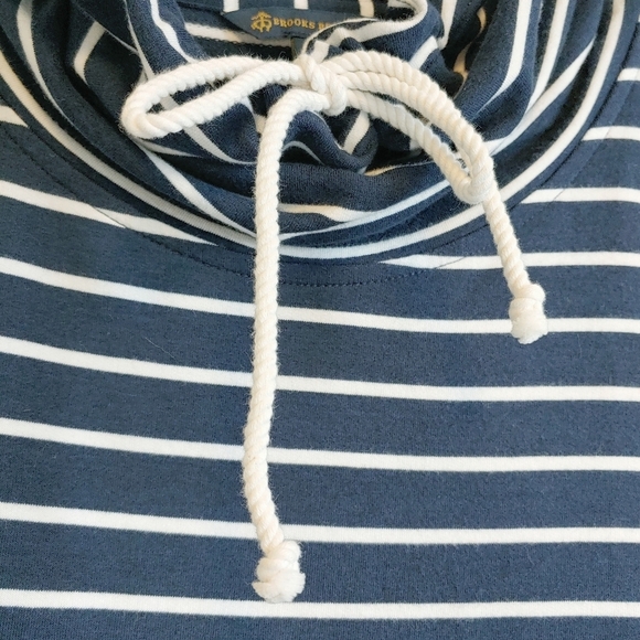 Brooks Brothers Cowl Neck Striped Cotton Blend Pullover Midi Dress Sz L - Picture 4 of 9